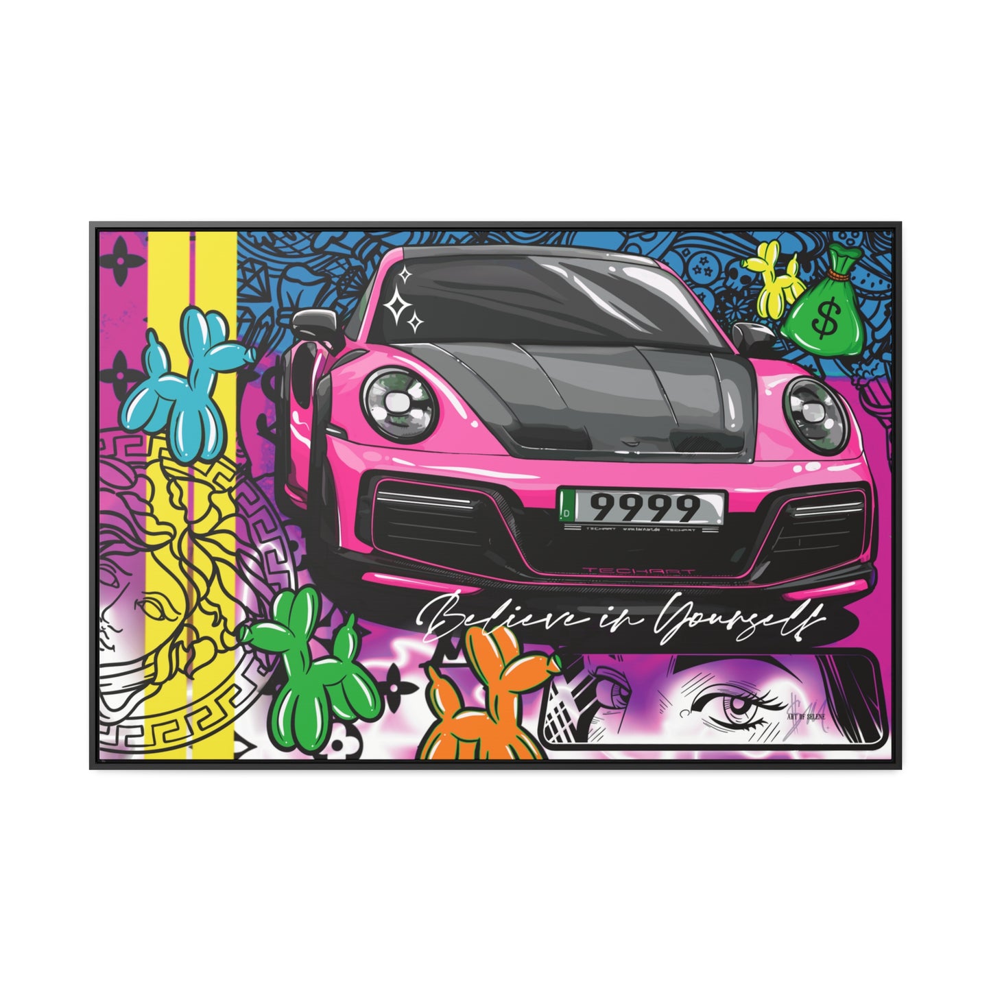 Pink Porsche #9999 "Believe in Yourself." Gallery Canvas Print