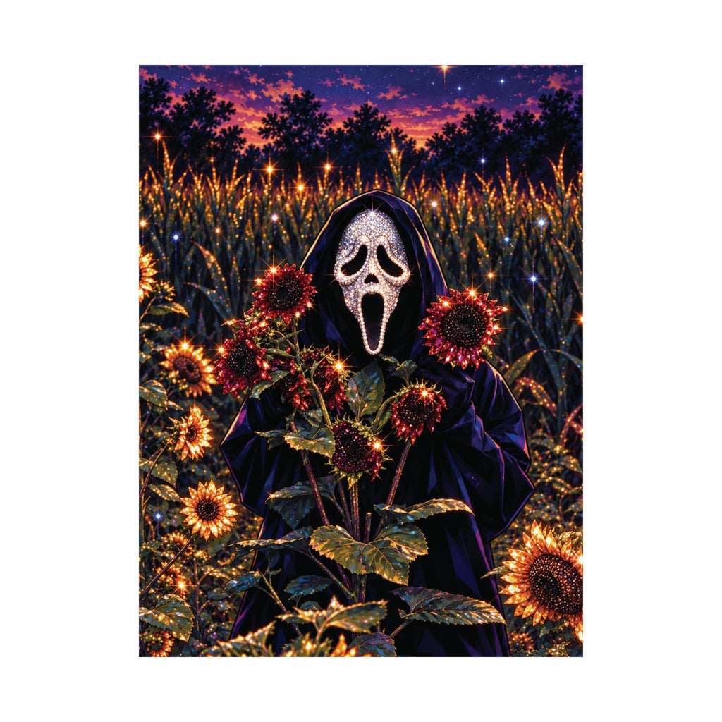 Ghostface in a Haunted Sunflower Field