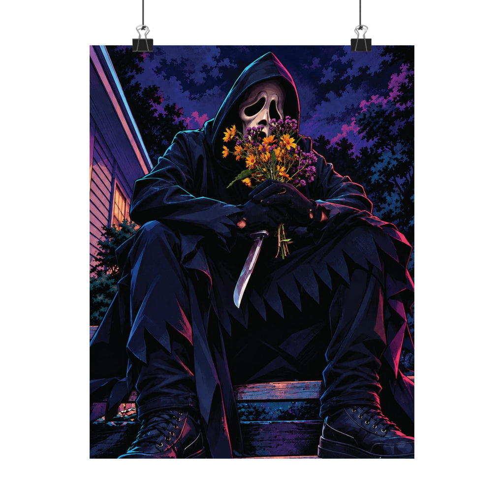 Dark Ghost Face with Flowers