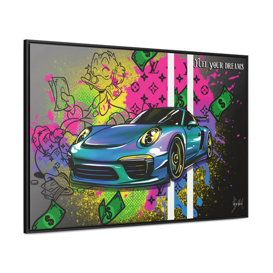 Blue Porsche "Fuel Your dreams."Gallery Canvas Print