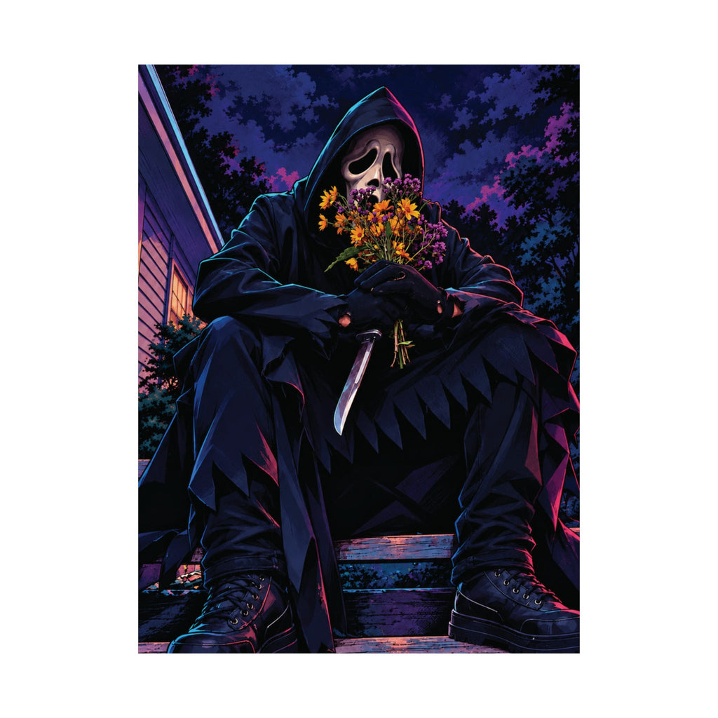 Dark Ghost Face with Flowers