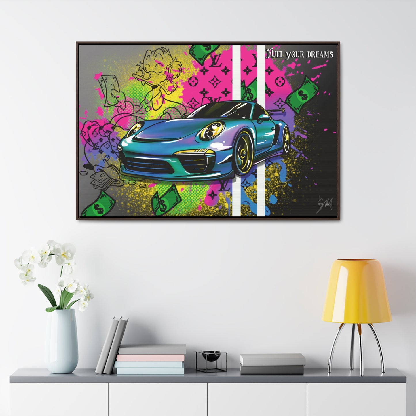 Blue Porsche "Fuel Your dreams."Gallery Canvas Print