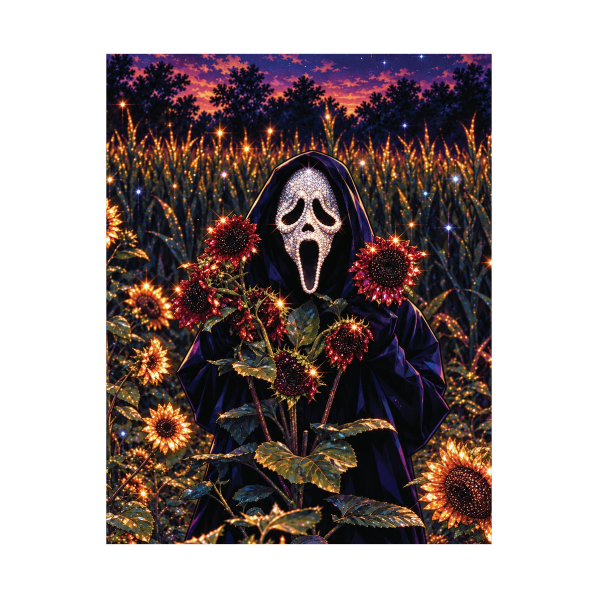 Ghostface in a Haunted Sunflower Field