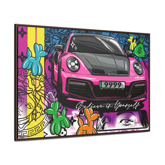 Pink Porsche #9999 "Believe in Yourself." Gallery Canvas Print