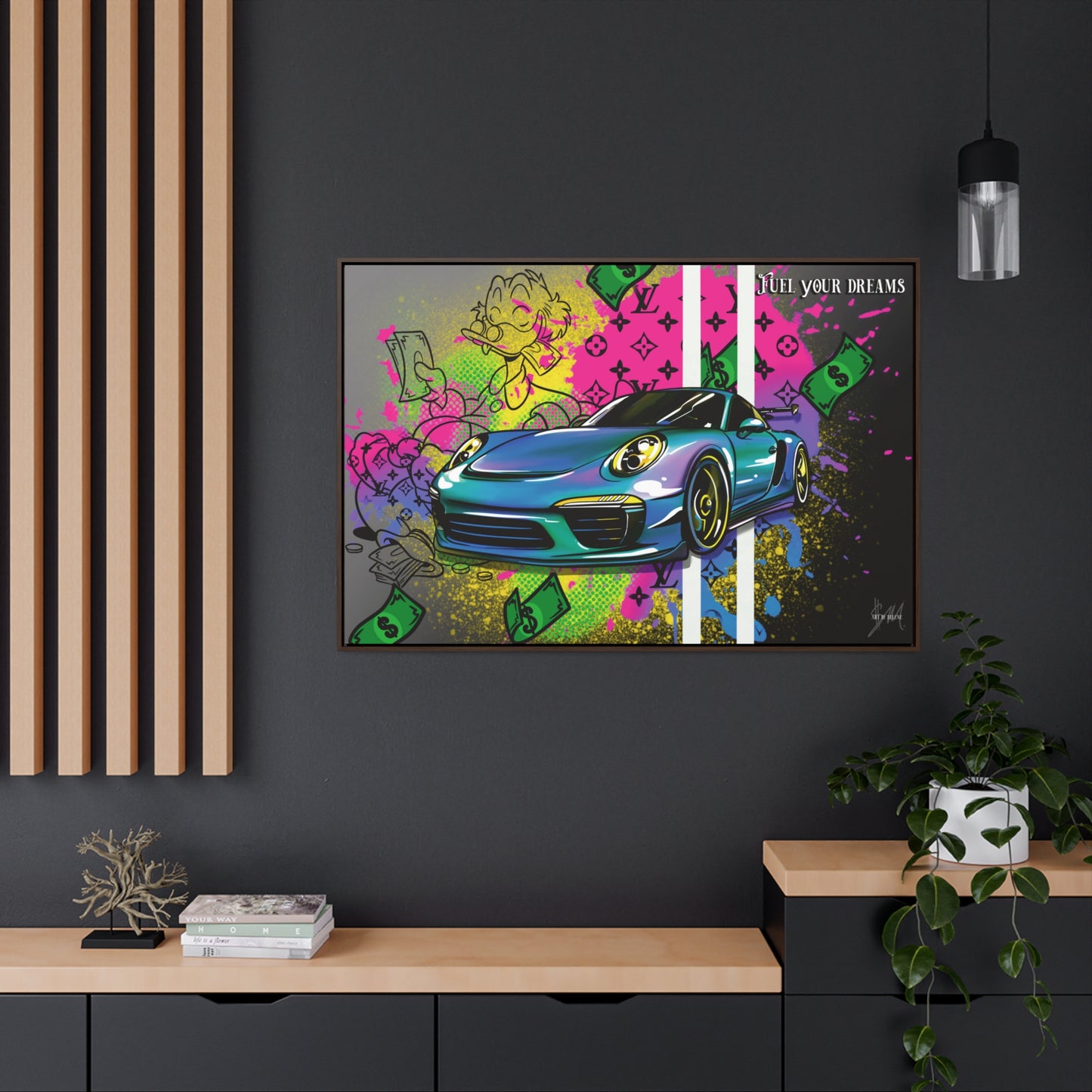 Blue Porsche "Fuel Your dreams."Gallery Canvas Print