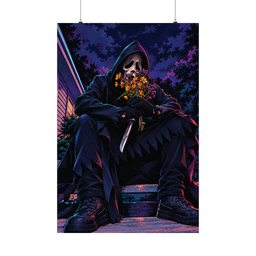 Dark Ghost Face with Flowers