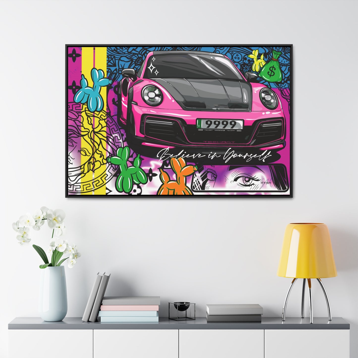 Pink Porsche #9999 "Believe in Yourself." Gallery Canvas Print