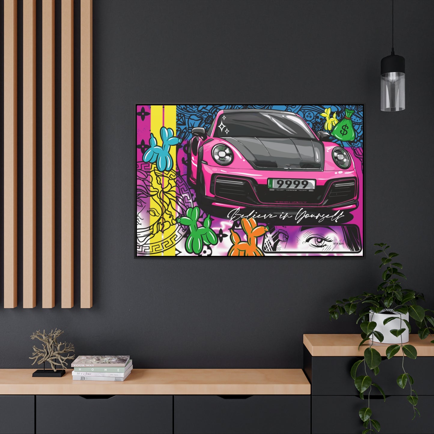 Pink Porsche #9999 "Believe in Yourself." Gallery Canvas Print