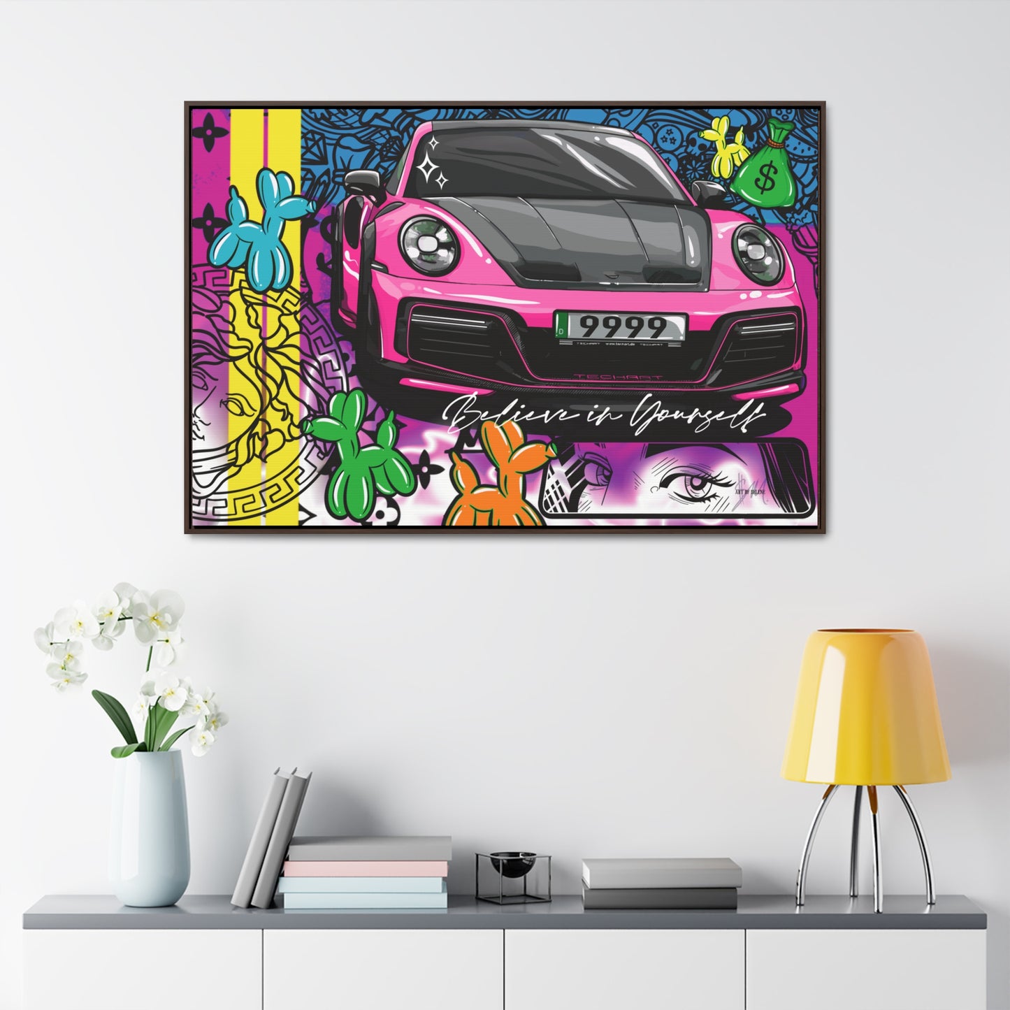 Pink Porsche #9999 "Believe in Yourself." Gallery Canvas Print