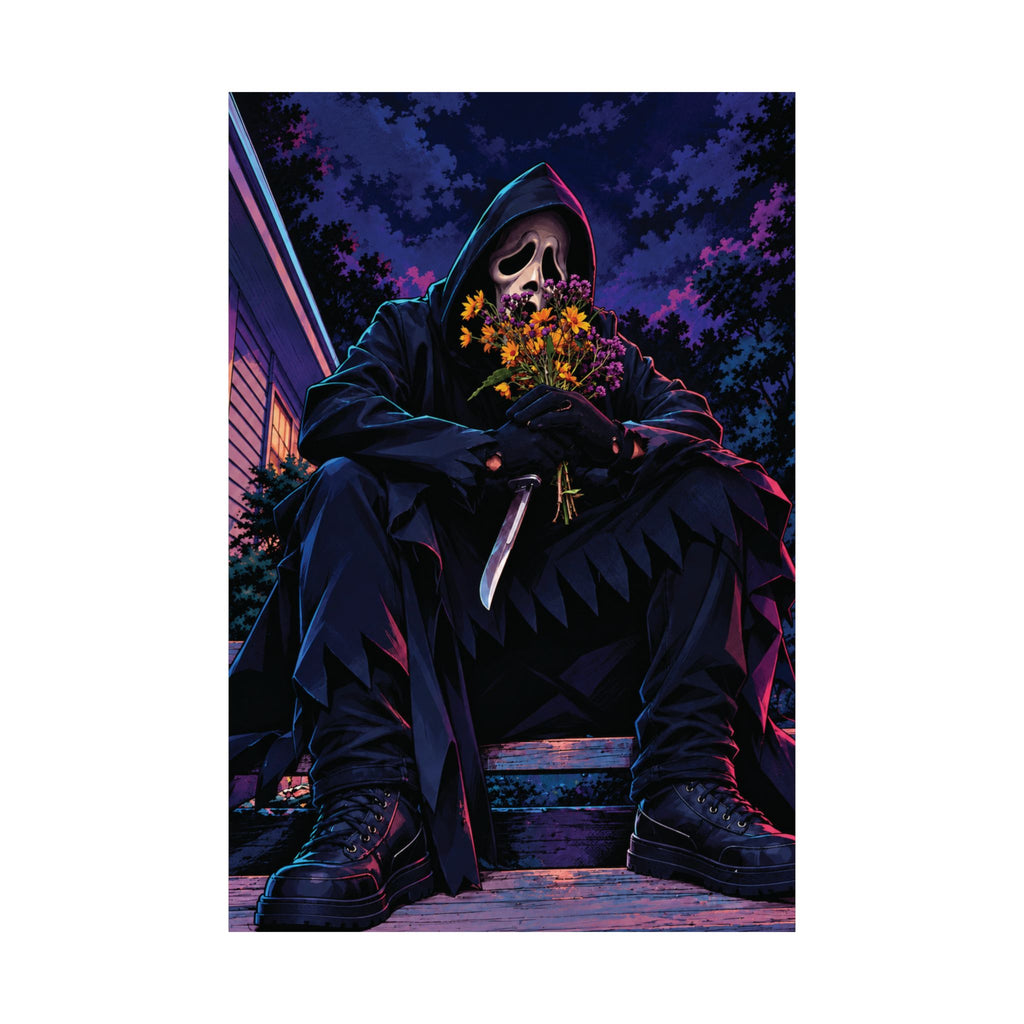 Dark Ghost Face with Flowers